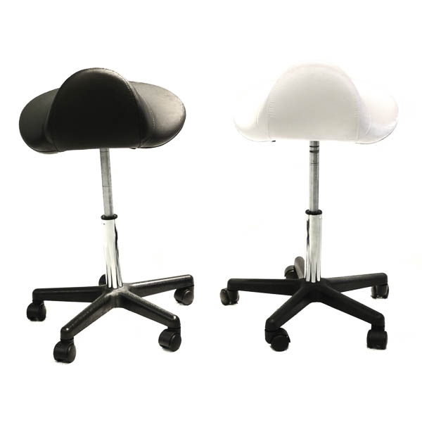 black and white saddle stools