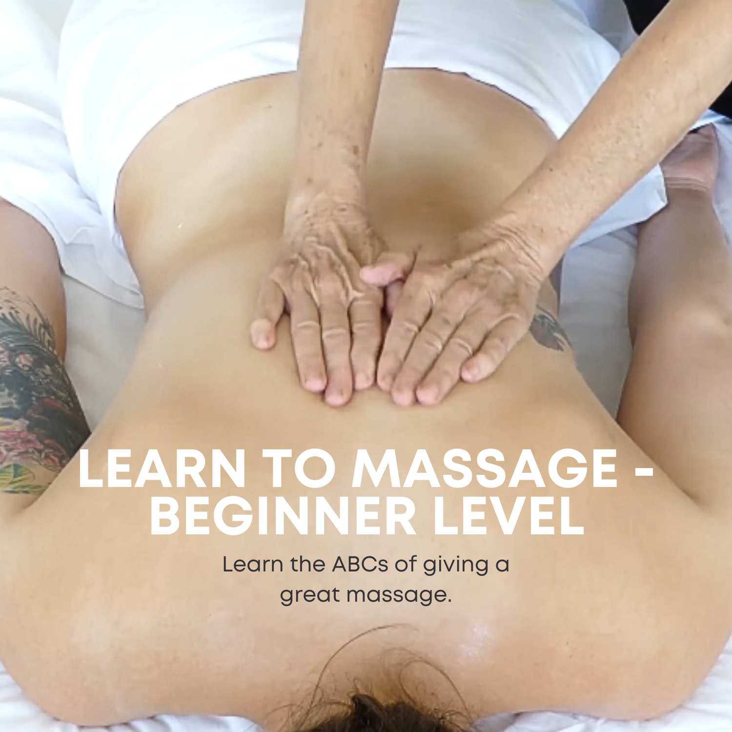 Beginner Learn to Massage Graphic Course Promo